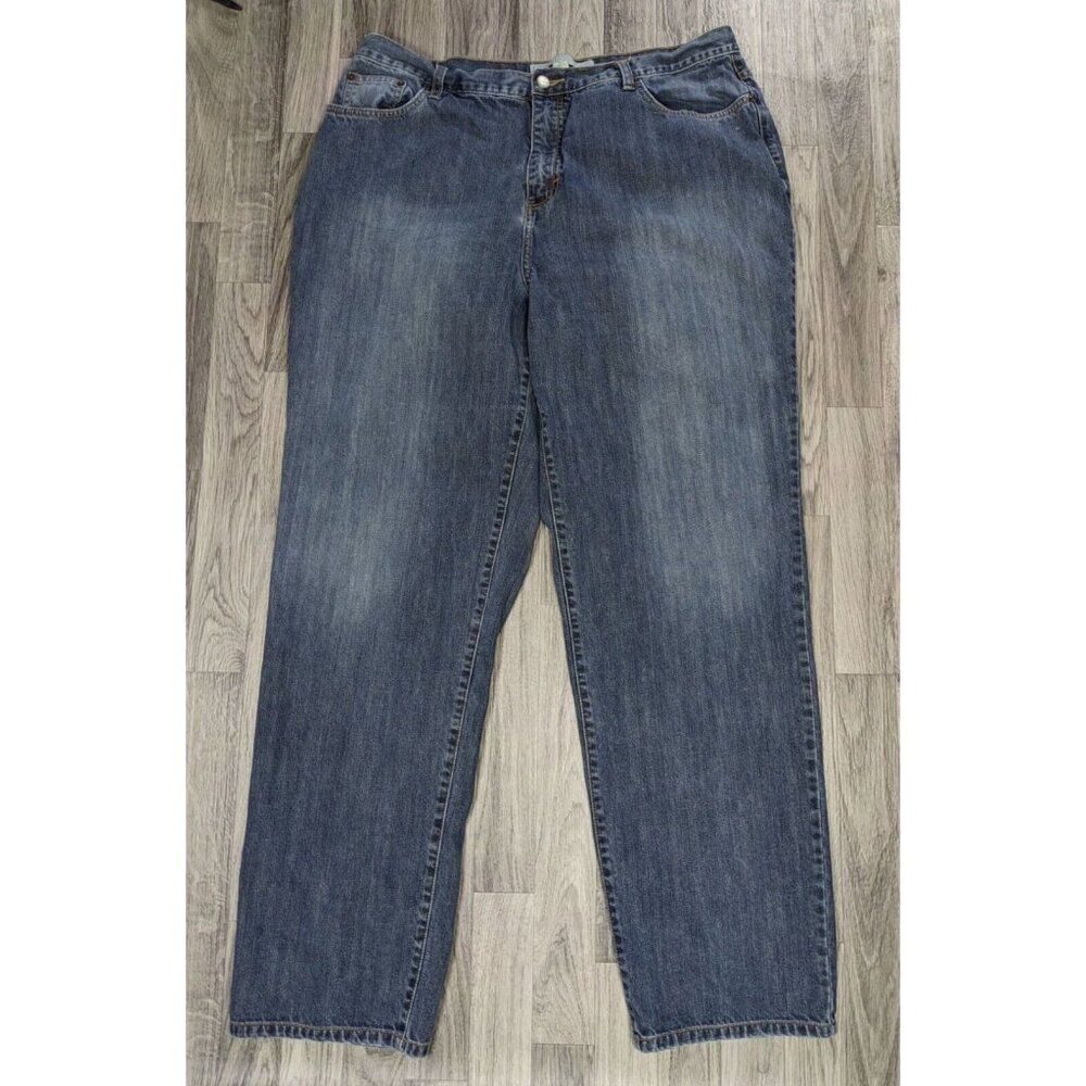 Venezia Womens Size 18 Tall Rigid Easy Fit Embroidered Pockets Denim Blue Jeans